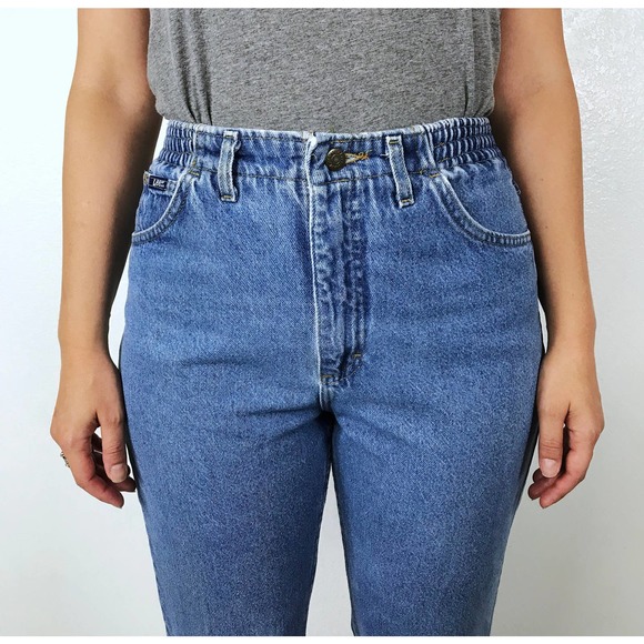 size 28 vintage 80s LEE high waisted MOM JEANS Medium/Large/26-29 tapered petite - Picture 5 of 10